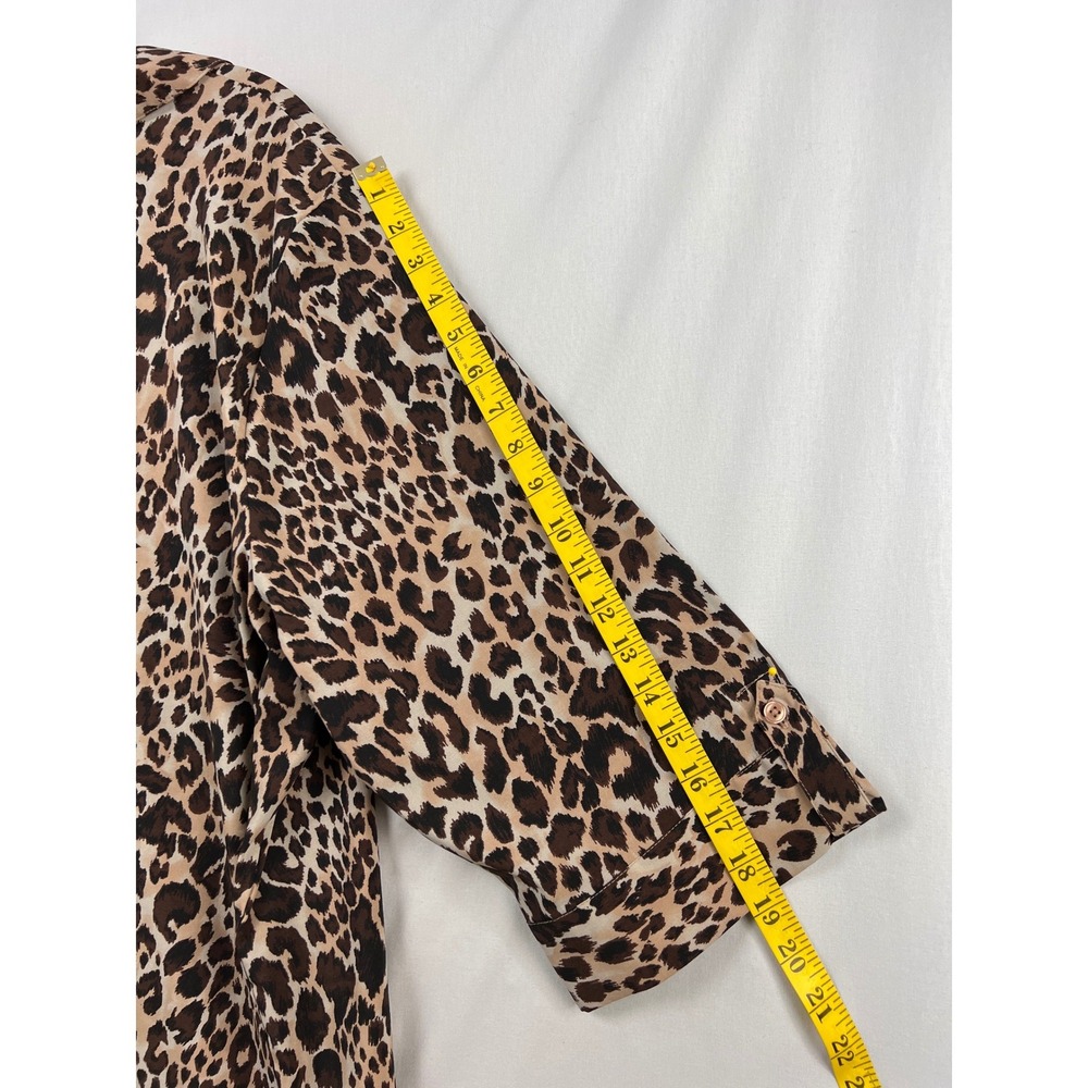 Catherines Button Down Shirt Womens 2X Brown Leopard Animal Print - Picture 7 of 10